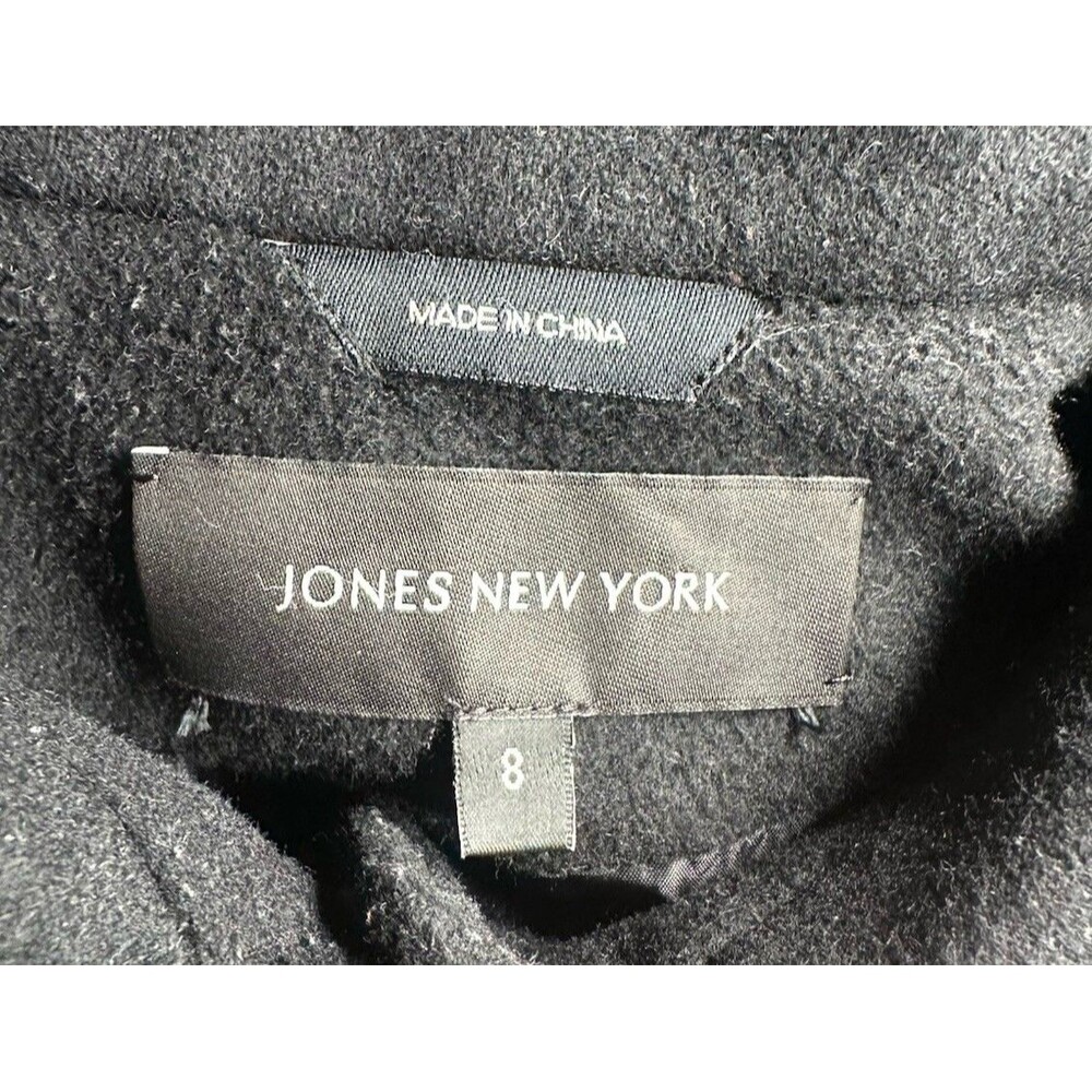 Jones New York Wool Blend Tailored Mid Length Walker Dress Coat Black Women’s/ 8 - Picture 3 of 8